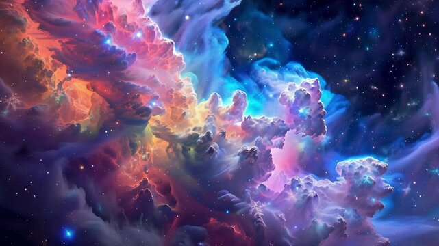 abstract background of space with colorful rainbow cloud
