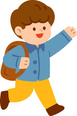 Cute Kids Walking  in Spring boy — Happy Children Illustration