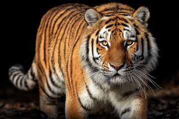 Close Up Portrait of a Striking Bengal Tiger Walking