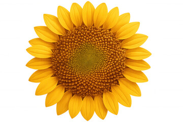 Naklejka premium Bright yellow sunflower head blooming, symbolizing summer, happiness, and vibrant nature on transparent background