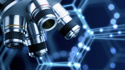 Laboratory research, scientist microscope checking gene