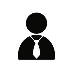 Simple silhouette of a person with a tie on transparent background