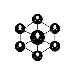 Network of people connected with lines art on transparent background silhouette