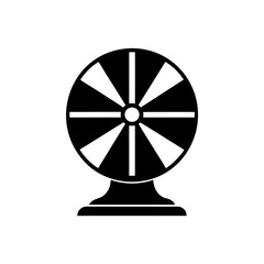 Black and white spinning wheel illustration on transparent background silhouette