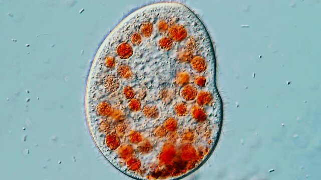 Real-Time Video of Ciliates protozoan in Aquatic Habitat under microscope 