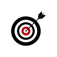 Target with arrow hitting the center bullseye on transparent background silhouette