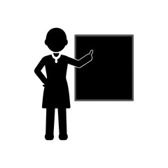 Silhouette teacher at the blackboard icon on transparent background