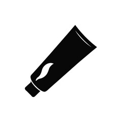 Illustration of a toothpaste tube in black on transparent background silhouette