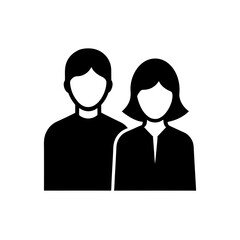 Illustration of a man and a woman standing on transparent background silhouette