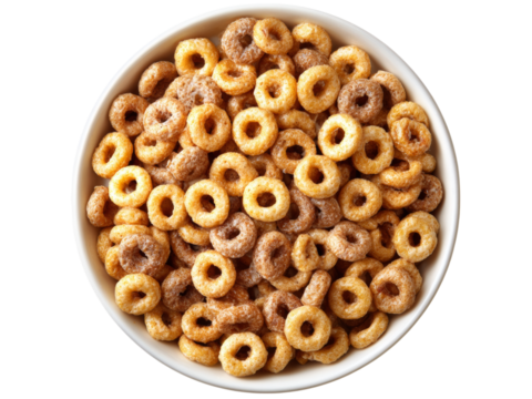 Bowl of honey smacks cereal breakfast food sweet treat, Isolated On White Background, Png Transparent