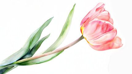 tulip watercolor illustration pastel pink