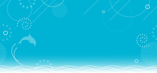 Seamless Vector Ocean Background Illustration With A Jumping Dolphin. Horizontally Repeatable.
