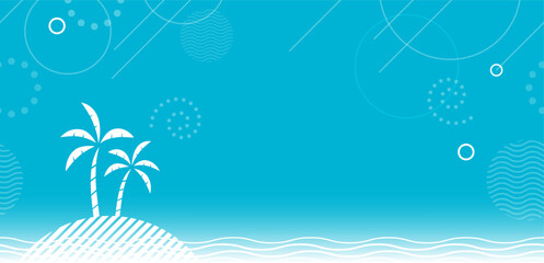 Seamless Vector Ocean Background Illustration With An Island. Horizontally Repeatable.