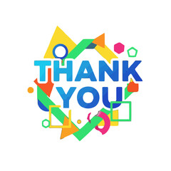thank you text with geometry decoration