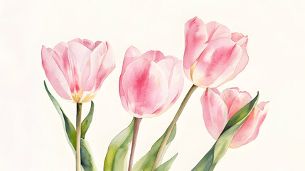 Obraz premium tulip watercolor illustration pastel pink