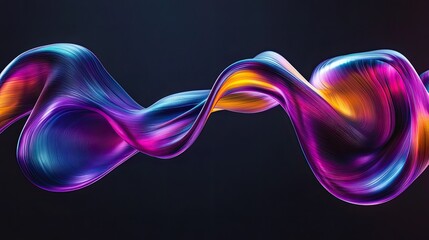 Smooth and colorful iridescent wave flowing dynamically across a dark surface, an abstract background concept