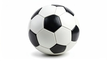 Obraz premium Classic Black and White Soccer Ball Isolated on White Background with Soft Lighting