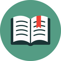 Open book icon with bookmark flat design for education