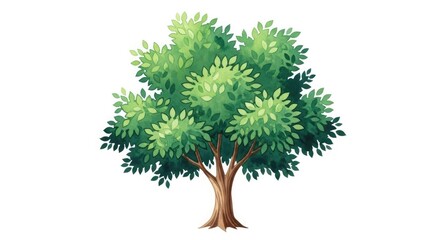 Illustration tree green leaves foliage nature plant drawing graphic design woodland forest botanical art