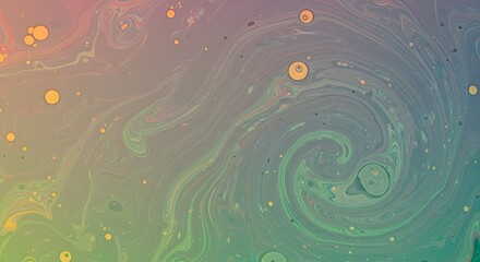 Abstract swirl of pastel colors with droplets and fluid patterns, resembling a cosmic view