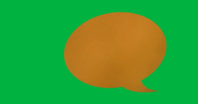 Digital animation of orange blank speech bubble with copy space against black background