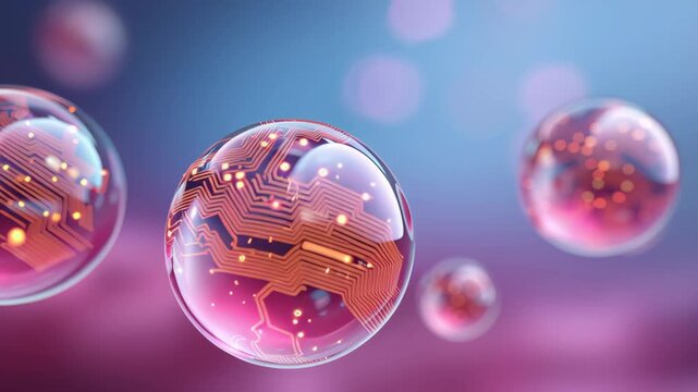 A bubble forming in the technology stock sector concept. Technology stock prices that are overvalued and at risk of a sharp decline.