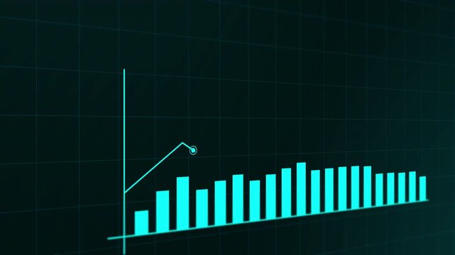 A clean motion graphic featuring a bar graph where the bars gradually rise, symbolizing steady, sustainable business growth and progress.