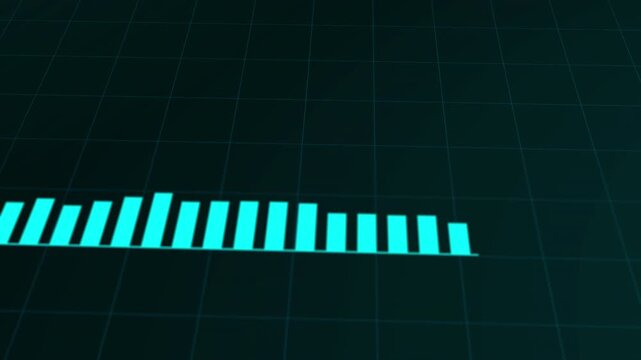 A clean motion graphic featuring a bar graph where the values decrease, symbolizing business regression, loss, or economic decline.