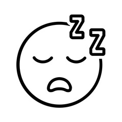 Vector black line icon for Sleeping face