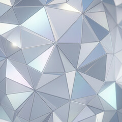 Iridescent Silver Geometry – Abstract polygon geometry with soft iridescent reflections in silver and pastel tones.