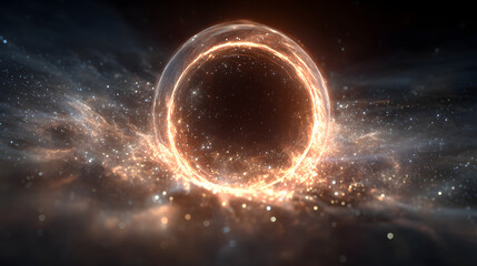 Naklejka premium Luminous Orb Pulsing in Grainy Space