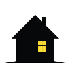 Silhouette of a dark house with a glowing window a symbol of home and shelter concept