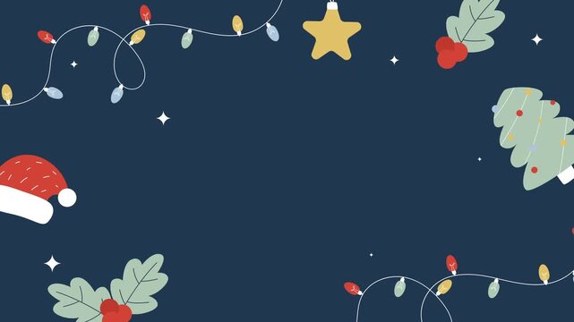 Minimal Christmas Background Animation with Copy Space and String Lights