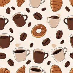 Obraz premium Coffee and Pastry Pattern