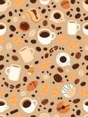 Obraz premium Coffee and Pastry Pattern