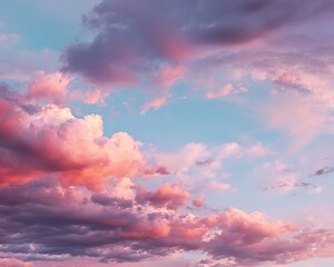 Obraz premium Dreamy Pastel Clouds in a Vibrant Sky