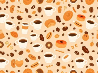 Obraz premium Coffee and Pastry Pattern