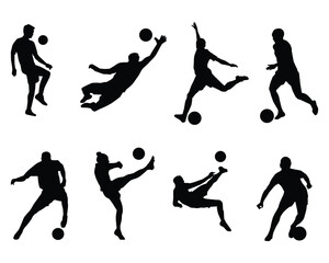 football playing position set collection pack bundle black shape icon silhouette vector flat illustration design on white background