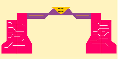 Event gate with abstract concept shapes and lines. Vector illustration.