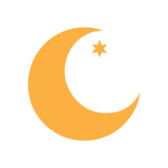 Futuristic Orange Crescent Moon and Star Logo with Radiant Glow Design