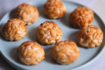 Traditional Catalan panellets with pine nuts