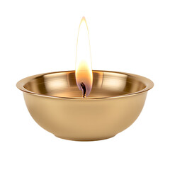 Traditional Golden Diya Lit for Puja and Spiritual Worship