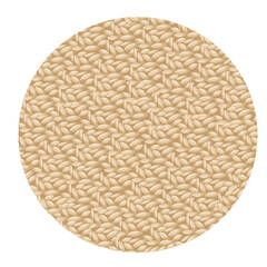 Circular Textured Pattern of Golden Brown Grains in a Repeating Weave Design With a Transparent Background and Subtle Shadow Effect