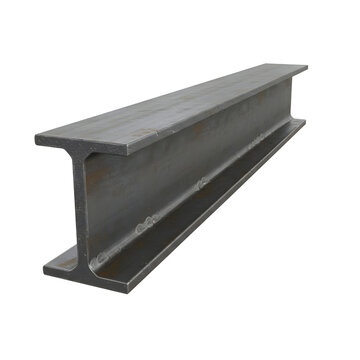 Industrial Steel I-Beam Girder Isolated on White Background