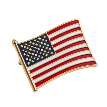 Patriotic American flag metal brooch pin isolated on a transparent background png