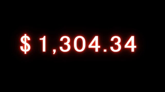 Dollar counting animation. Dollar and money increasing number. Dollar counter from 0 to 2600 animation. Business growth  and profit number.