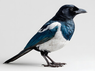 Fototapeta premium Majestic Eurasian Magpie Standing Gracefully Against a Soft Background with Intricate Feather Details and Sharp Features
