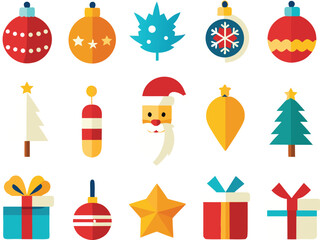 set of christmas elements