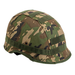 Military camouflage combat helmet cover isolated on a transparent background png