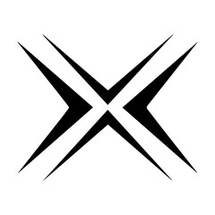 Minimalist Black X Mark Graphic Design Element | Abstract Symbol Icon | Modern Geometric Intersecting Lines